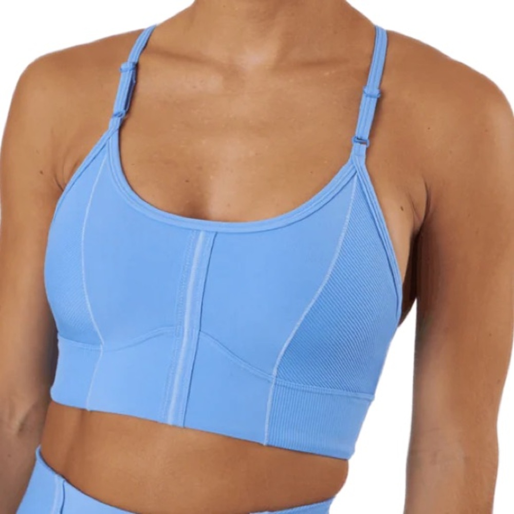 NWT! Nike Yoga Dri-FIT Indy Light-Support Padded Longline Sports Bra Large Blue